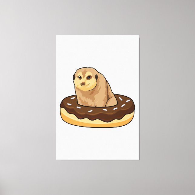 Meerkat mit Donut Leinwanddruck (Vorderseite)