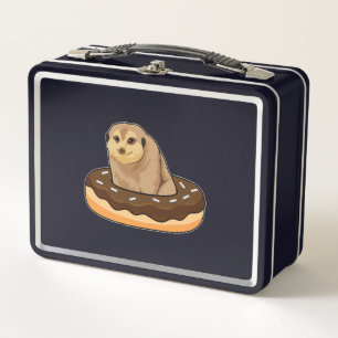 Meerkat mit Donut Metall Brotdose
