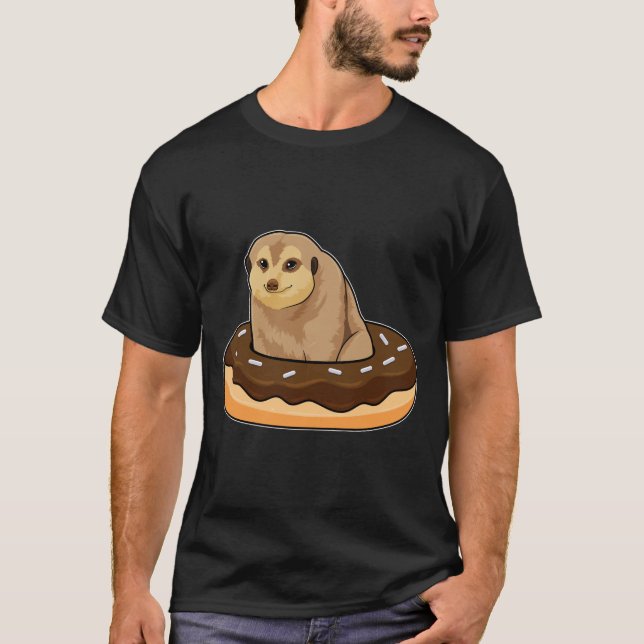 Meerkat mit Donut T-Shirt (Vorderseite)