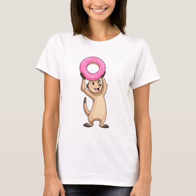 Meerkat mit Donut T-Shirt (Vorderseite)
