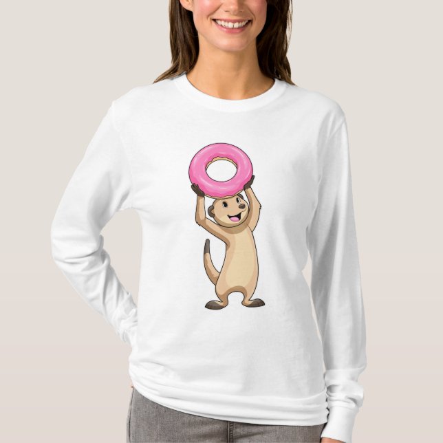 Meerkat mit Donut T-Shirt (Vorderseite)