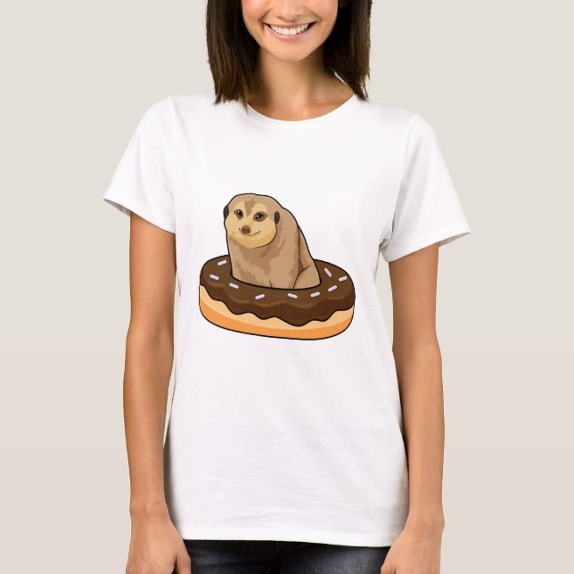 Meerkat mit Donut T-Shirt (Vorderseite)