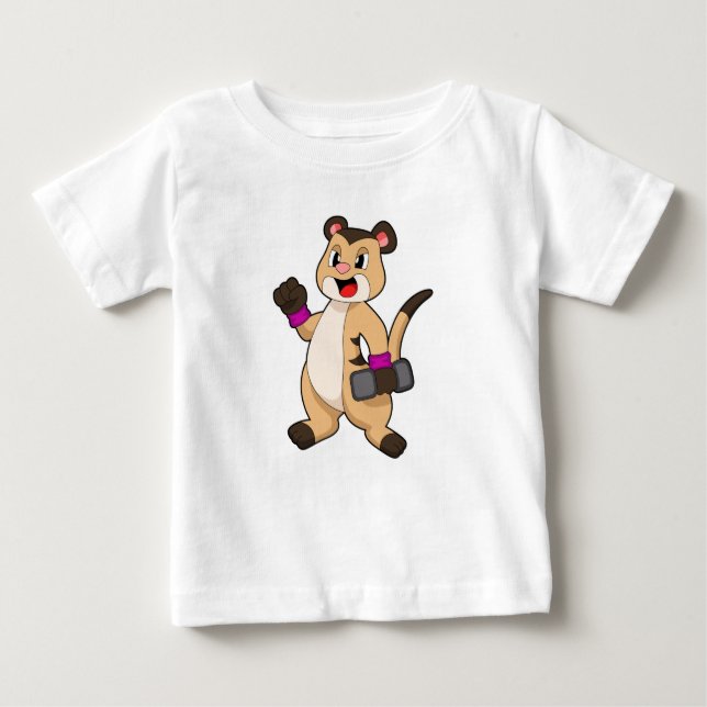 Meerkat mit Dumbell Baby T-shirt (Vorderseite)