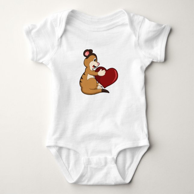Meerkat mit Herz Baby Strampler (Vorderseite)