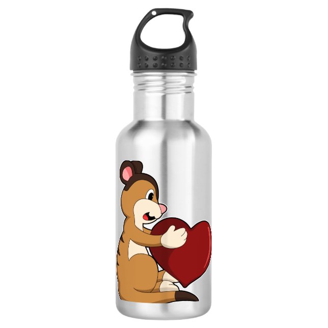 Meerkat mit Herz Edelstahlflasche (Vorderseite)