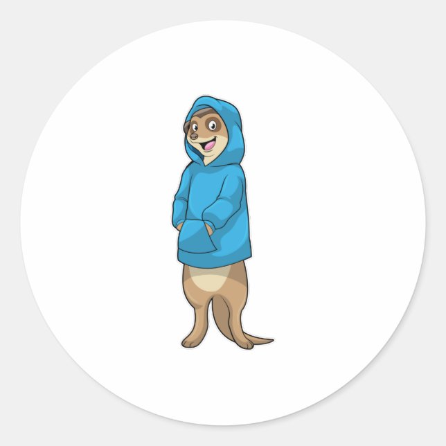 Meerkat mit Hoodie Runder Aufkleber (Vorderseite)