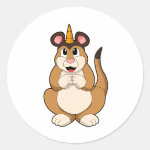 Meerkat mit Horn Runder Aufkleber