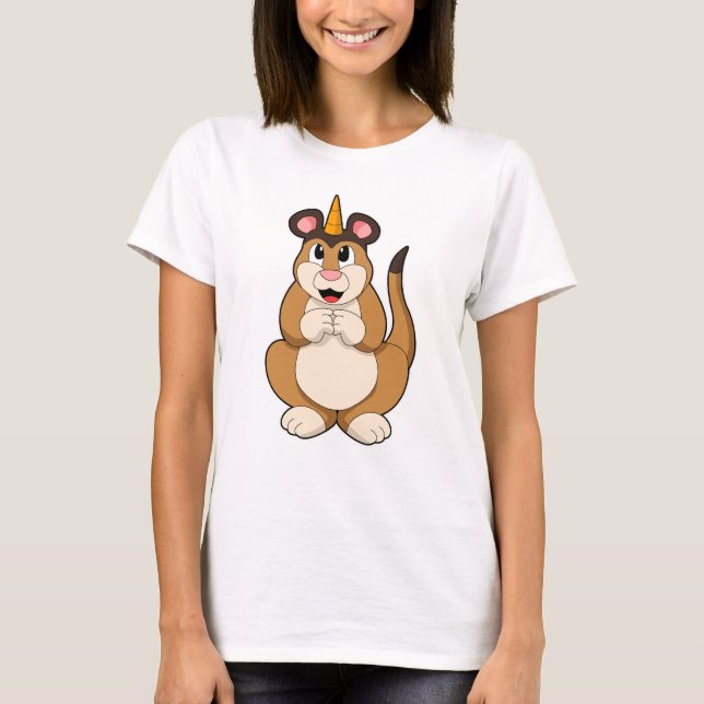 Meerkat mit Horn T-Shirt (Vorderseite)