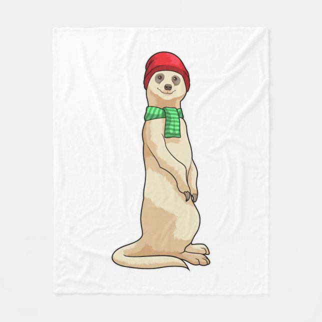Meerkat mit Hut und Scarf Fleecedecke (Vorderseite)