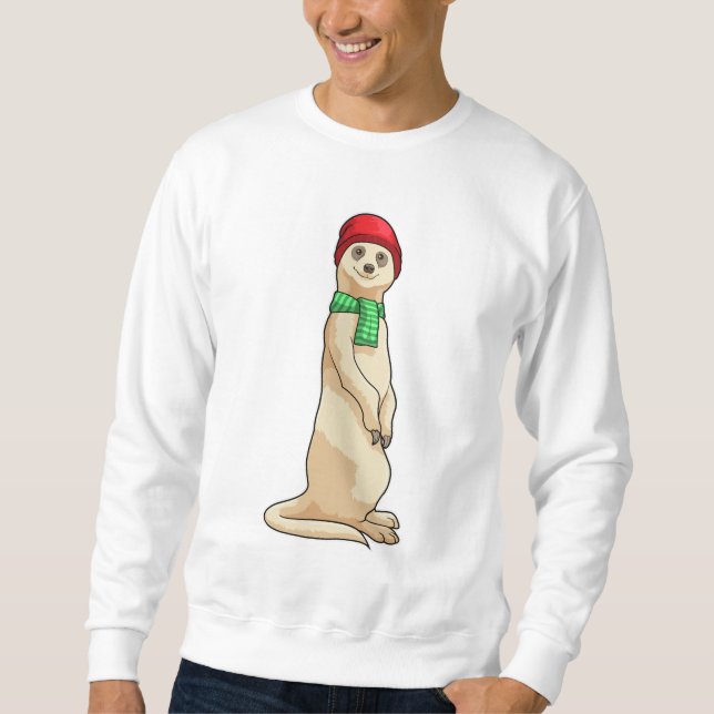Meerkat mit Hut und Scarf Sweatshirt (Vorderseite)
