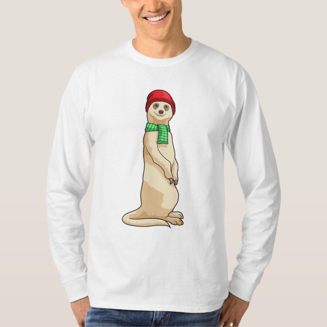 Meerkat mit Hut und Scarf T-Shirt (Vorderseite)