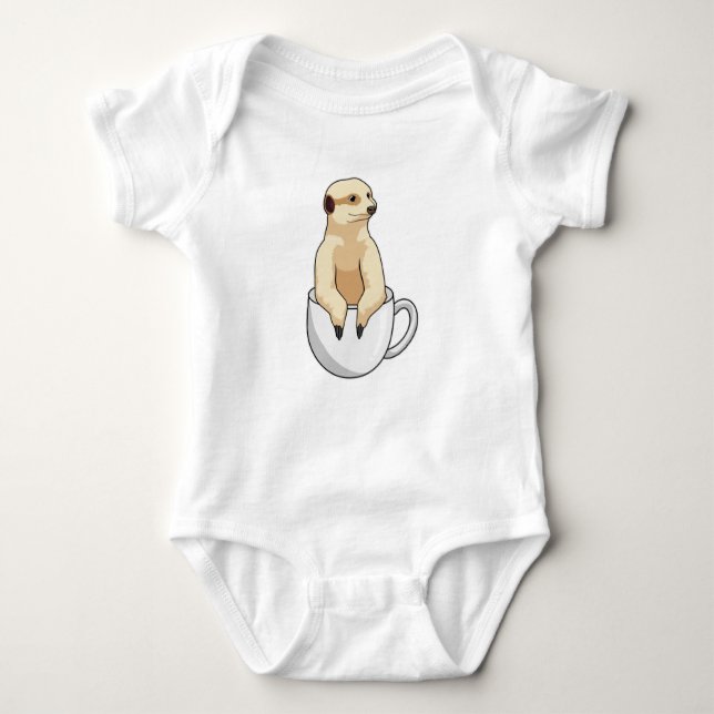 Meerkat mit Kaffee-Cup Baby Strampler (Vorderseite)