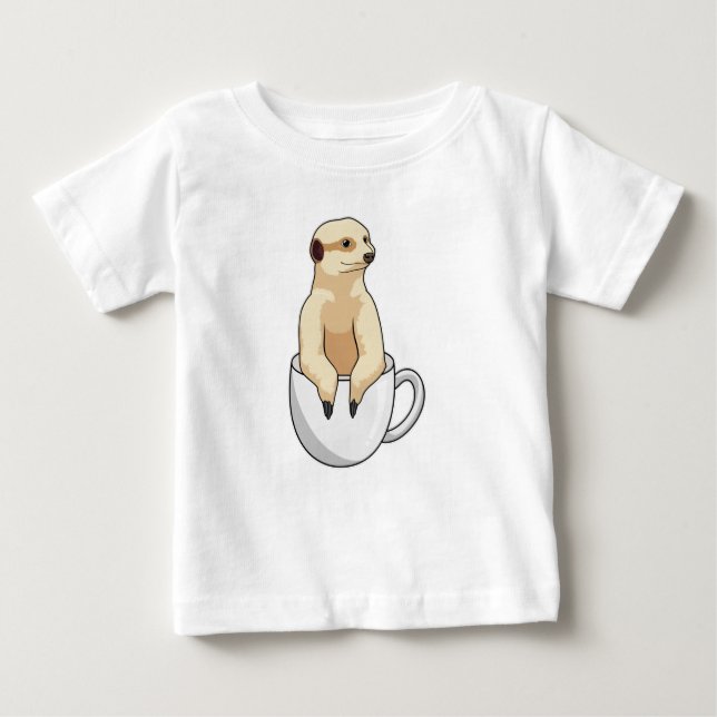 Meerkat mit Kaffee-Cup Baby T-shirt (Vorderseite)
