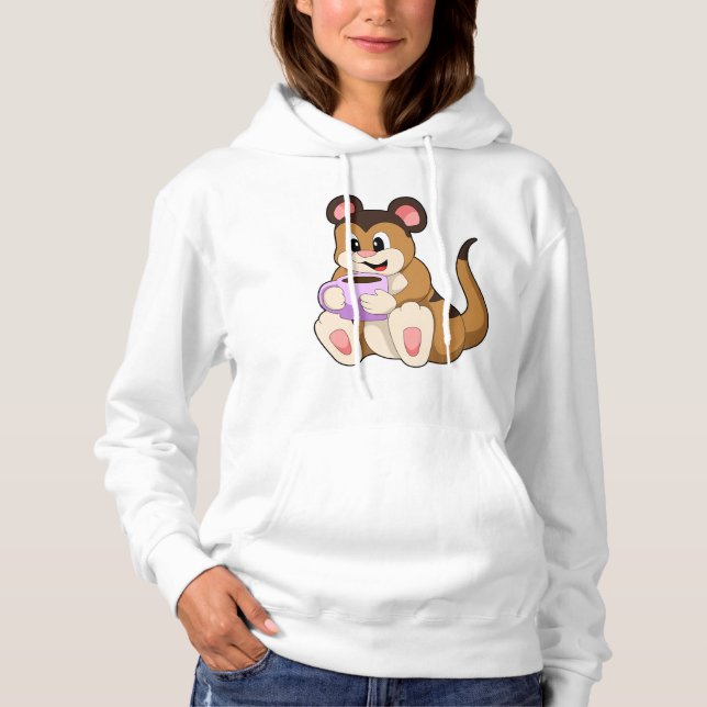 Meerkat mit Kaffee-Cup Hoodie (Vorderseite)