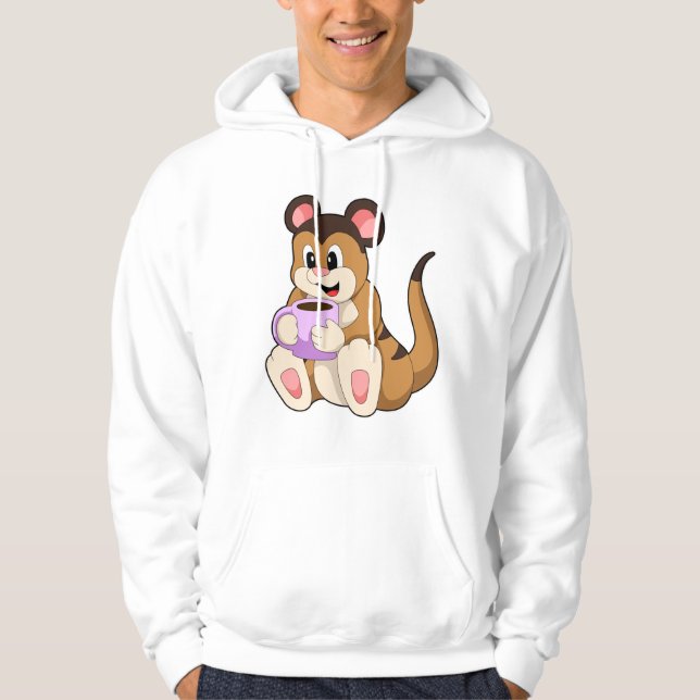 Meerkat mit Kaffee-Cup Hoodie (Vorderseite)