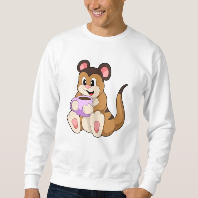 Meerkat mit Kaffee-Cup Sweatshirt (Vorderseite)