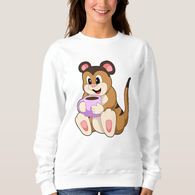 Meerkat mit Kaffee-Cup Sweatshirt (Vorderseite)