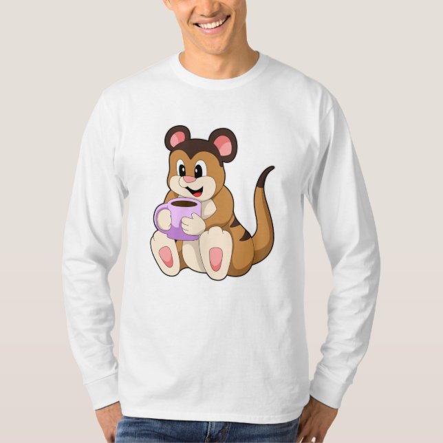 Meerkat mit Kaffee-Cup T-Shirt (Vorderseite)