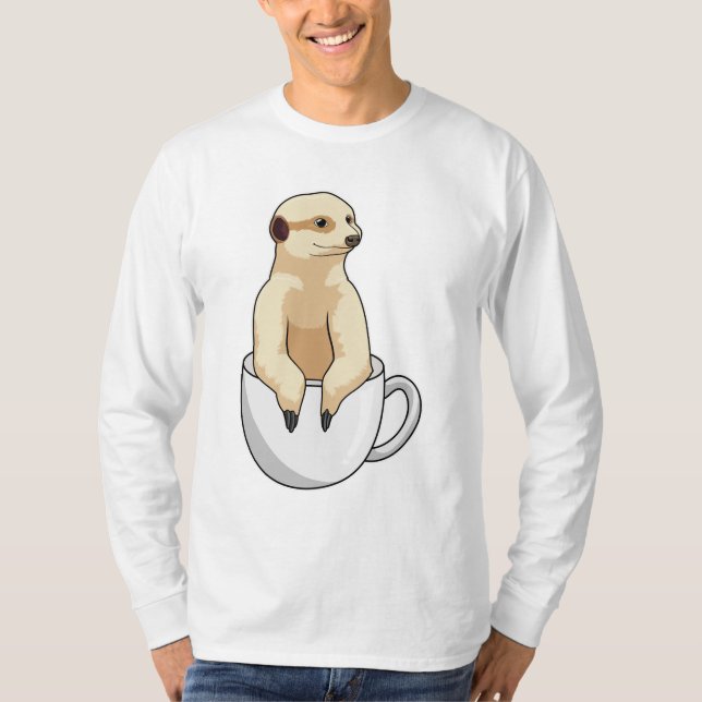 Meerkat mit Kaffee-Cup T-Shirt (Vorderseite)