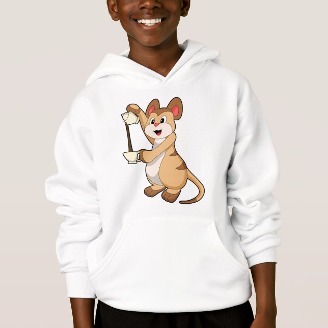 Meerkat mit Kaffeekanne und Kaffee.PNG Hoodie (Vorderseite)