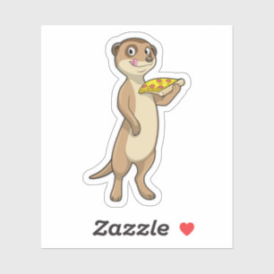 Meerkat mit Pizza Aufkleber
