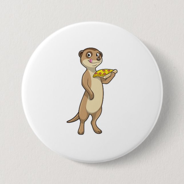 Meerkat mit Pizza Button (Vorderseite)
