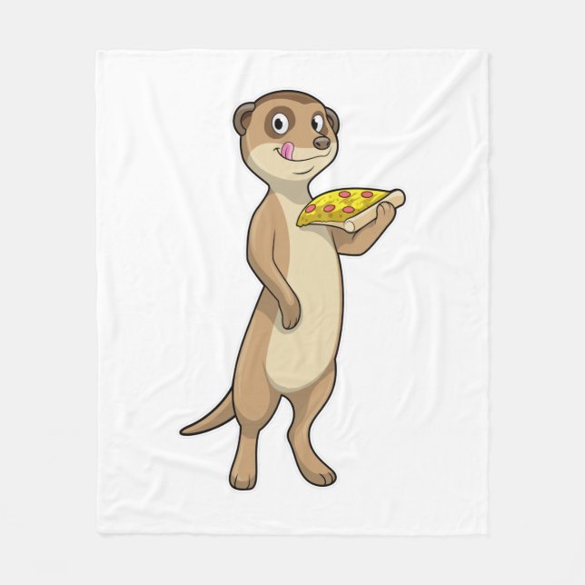 Meerkat mit Pizza Fleecedecke (Vorderseite)