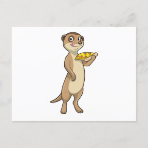 Meerkat mit Pizza Postkarte