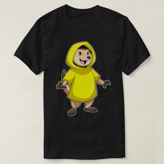 Meerkat mit Raincoat T-Shirt (Design vorne)
