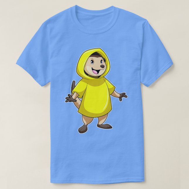 Meerkat mit Raincoat T-Shirt (Design vorne)