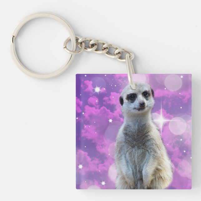 Meerkat mit rosa Sparkle, Schlüsselanhänger (Vorderseite)