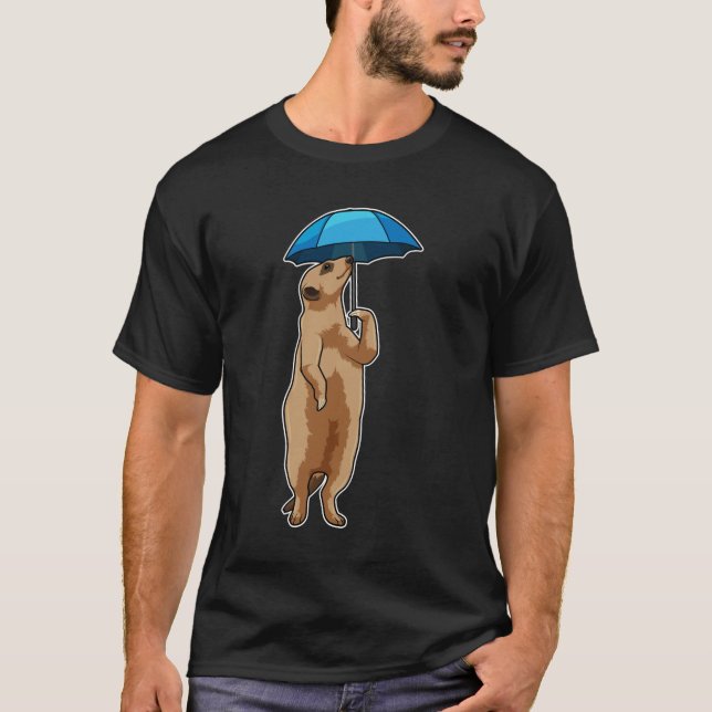 Meerkat mit Schirm T-Shirt (Vorderseite)