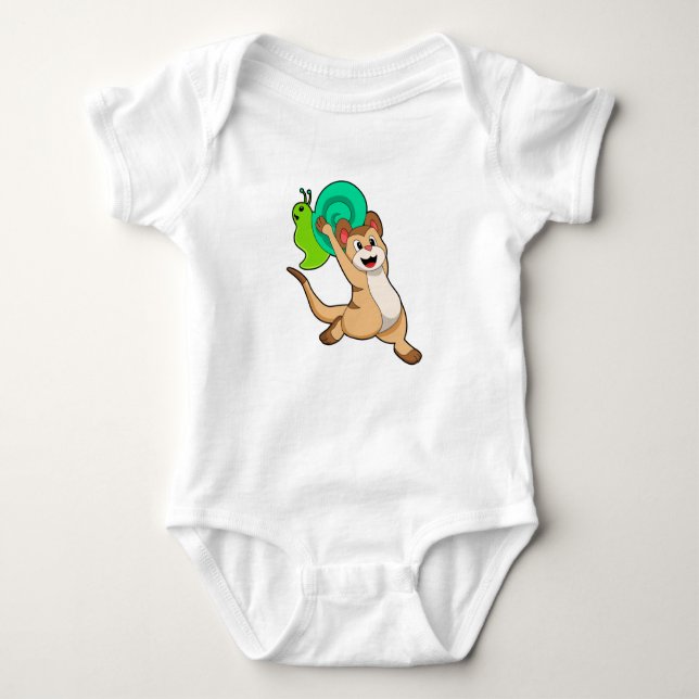 Meerkat mit Snail.PNG Baby Strampler (Vorderseite)