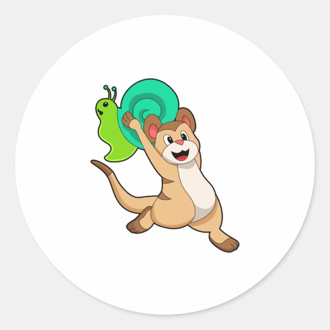 Meerkat mit Snail.PNG Runder Aufkleber (Vorderseite)