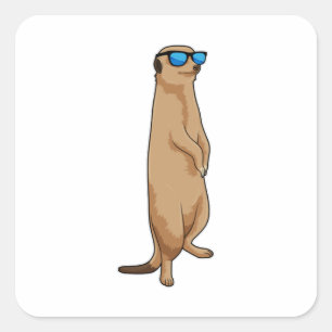 Meerkat mit Sonnenbrille Quadratischer Aufkleber