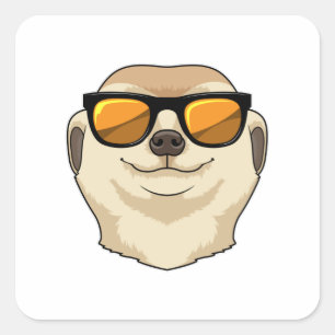 Meerkat mit Sonnenbrille Quadratischer Aufkleber