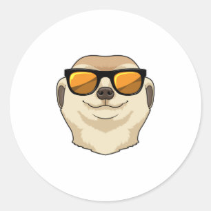 Meerkat mit Sonnenbrille Runder Aufkleber