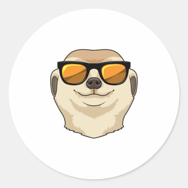 Meerkat mit Sonnenbrille Runder Aufkleber (Vorderseite)
