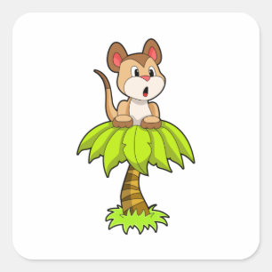 Meerkat mit Tree Quadratischer Aufkleber