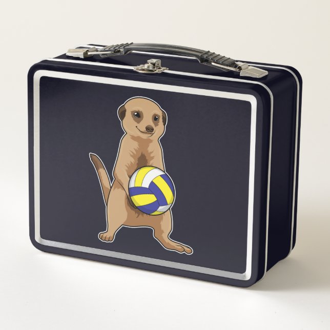 Meerkat mit Volleyball Metall Brotdose (Vorderseite)