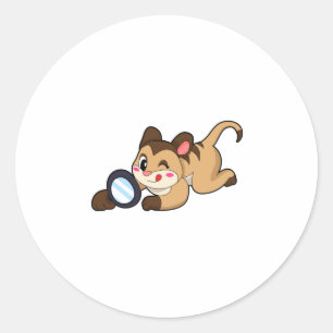 Meerkat mit Zierglas Runder Aufkleber