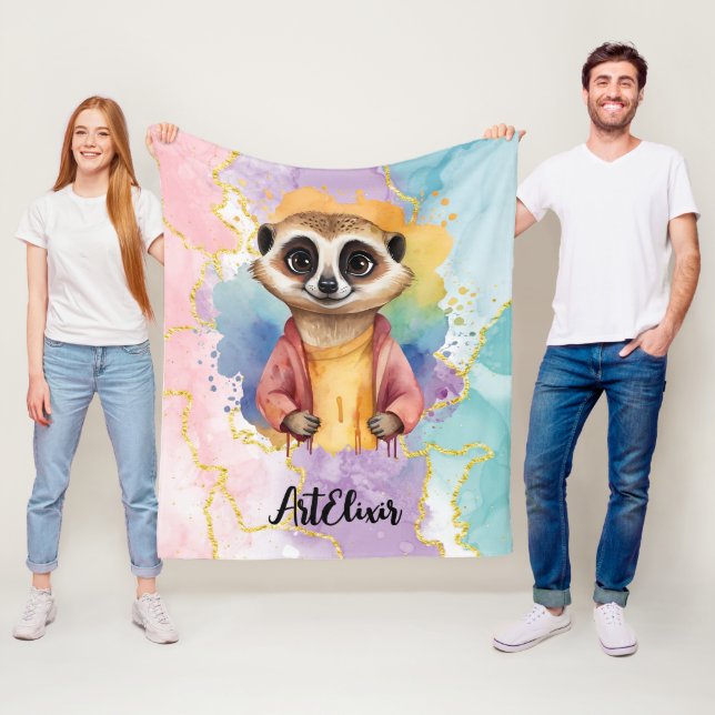 Meerkat Moderner Glitzer Pastell Print Fleecedecke (Beispiel)