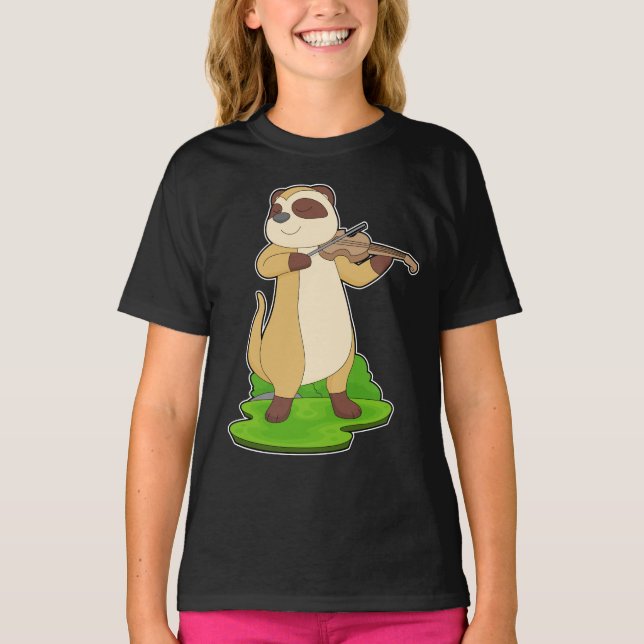 Meerkat Musician Violin T-Shirt (Vorderseite)