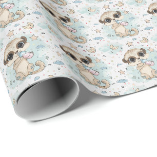 Meerkat Niedlich Baby Pastel Watercolor Muster Geschenkpapier