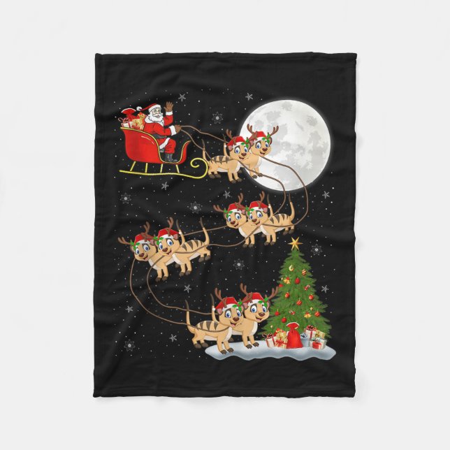 Meerkat Santa Sleigh Flying Funny Magical Christma Fleecedecke (Vorderseite)