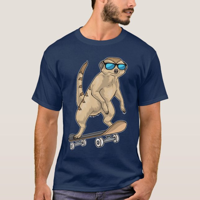 Meerkat Skater Skateboard T-Shirt (Vorderseite)