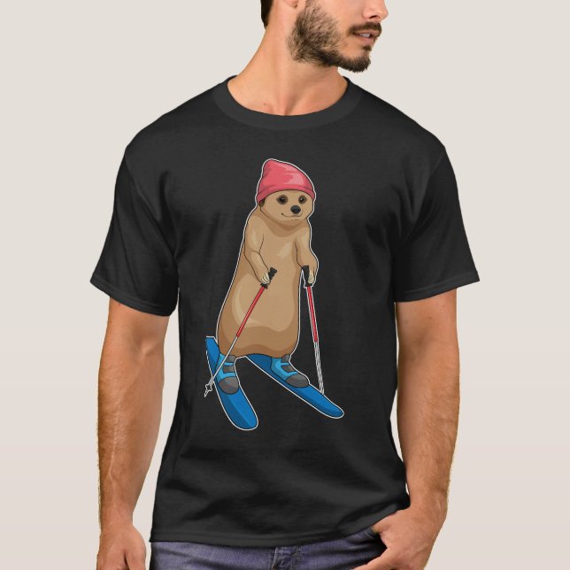 Meerkat Skier Ski T-Shirt (Vorderseite)