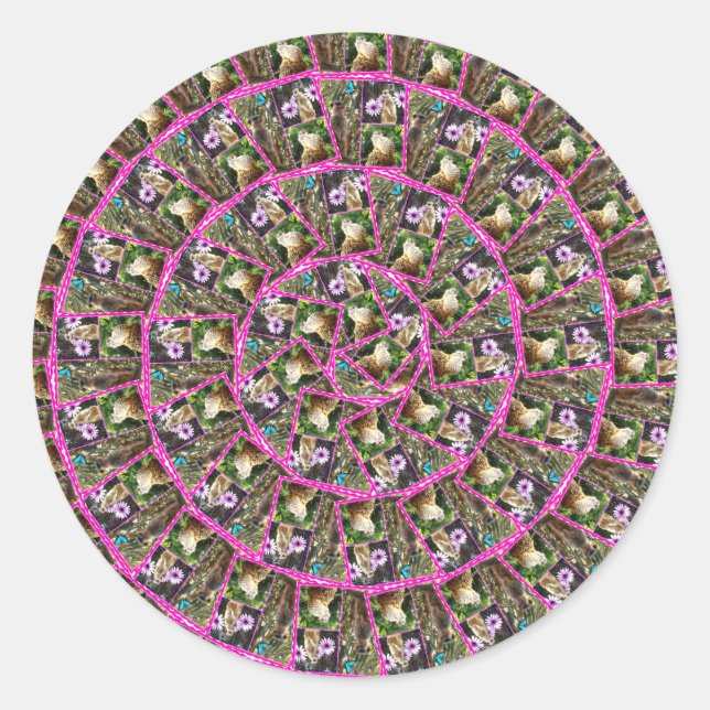 Meerkat Spiral Abstrakte Muster, Runder Aufkleber (Vorderseite)