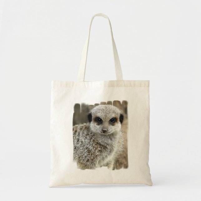 Meerkat stellen kleine Tasche gegenüber (Vorne)