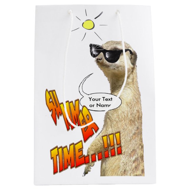 Meerkat Summer Time Anpassbare Geschenktasche Mittlere Geschenktüte (Vorderseite)